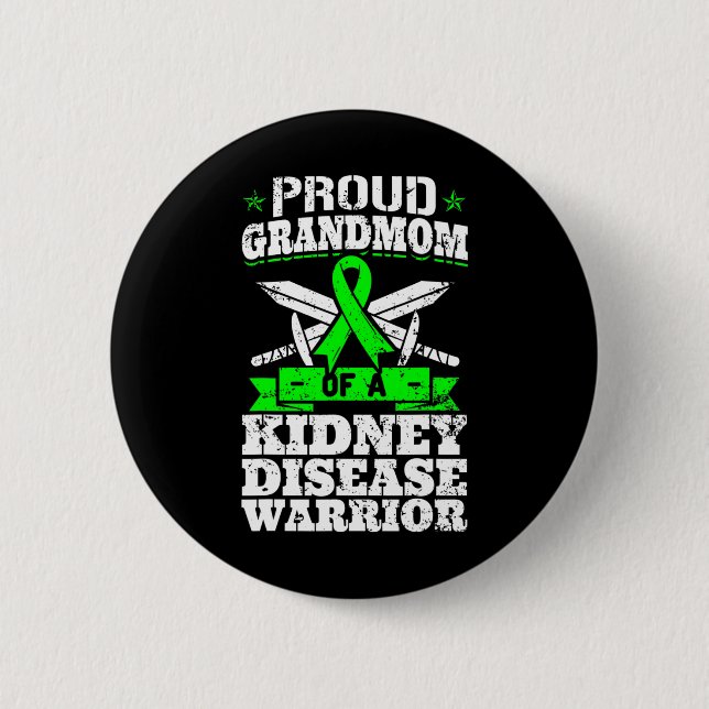 Großmutter einer Nierenerkrankung Warrior Awarenes Button (Vorderseite)