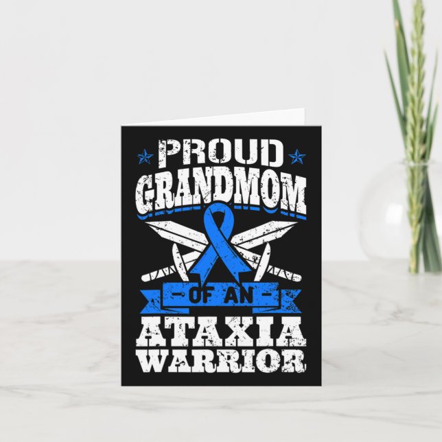 Großmutter eines Ataxia Warrior Blue Awareness Rib Karte (Vorderseite)