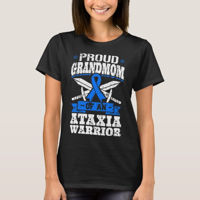 Großmutter eines Ataxia Warrior Blue Awareness Rib T-Shirt (Vorderseite)
