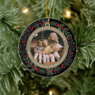 Großmutter Eleganter Kranz Foto Weihnachten Keramik Ornament