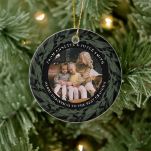 Großmutter Eleganter Kranz Foto Weihnachten Keramik Ornament