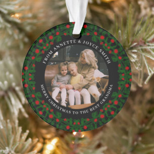Großmutter Eleganter Kranz Foto Weihnachten Ornament