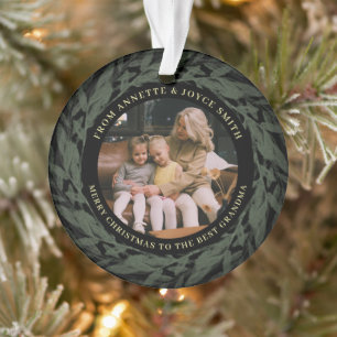 Großmutter Eleganter Kranz Foto Weihnachten Ornament