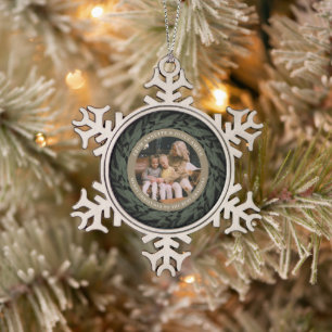 Großmutter Eleganter Kranz Foto Weihnachten Schneeflocken Zinn-Ornament