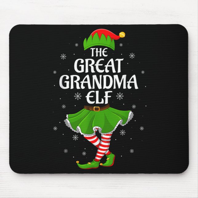Großmutter Elf Weihnachtsfamilie Mädchen Elf Mousepad (Vorne)