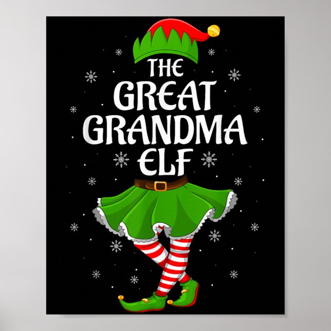 Großmutter Elf Weihnachtsfamilie Mädchen Elf Poster (Vorne)