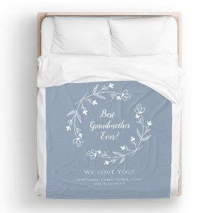 Großmutter Family Keepake Grandkids Dusty Blue Fleecedecke