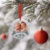Großmutter First Christmas Blue Gold Floral Foto