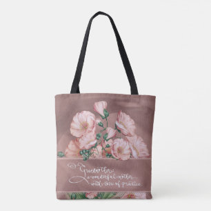 Großmutter Floral / Schulbildung Tasche mit Zitat