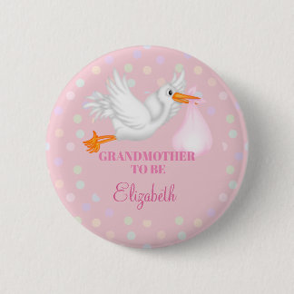 Großmutter für den Storch, die zum Kinderdusche wi Button