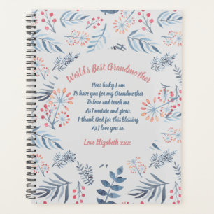 Großmutter Gedicht Personalisiert Blue Gray Rose Planer