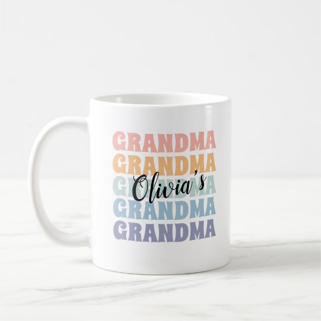 Großmutter-Geschenk personalisierte Mug Retro-Past Kaffeetasse (Links)