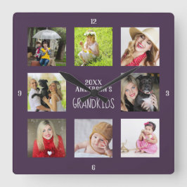 Großmutter Großvater FOTO Collage Geschenk Quadratische Wanduhr
