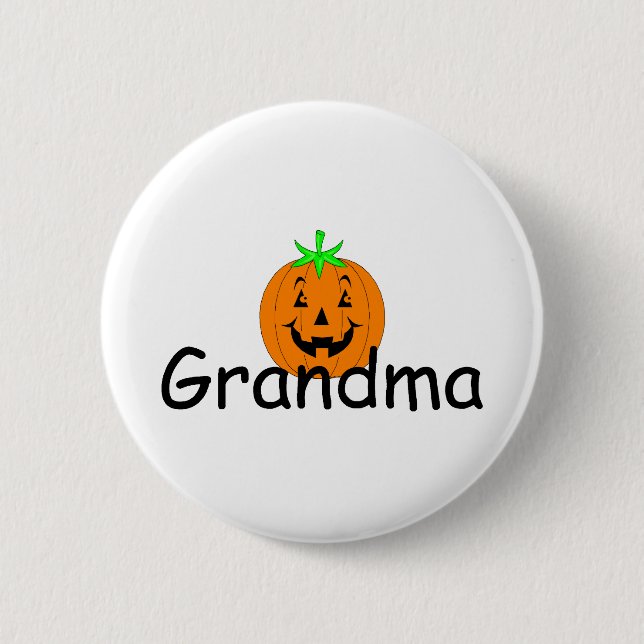 Großmutter-Halloween-Kürbis Button (Vorderseite)