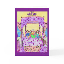 Großmutter liest zu den Kindern, Hundgruß-Karte