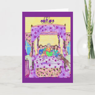 Großmutter liest zu den Kindern, Hundgruß-Karte Karte