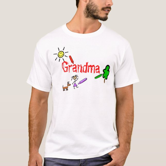 Großmutter mit Zeichenstiften T-Shirt (Vorderseite)