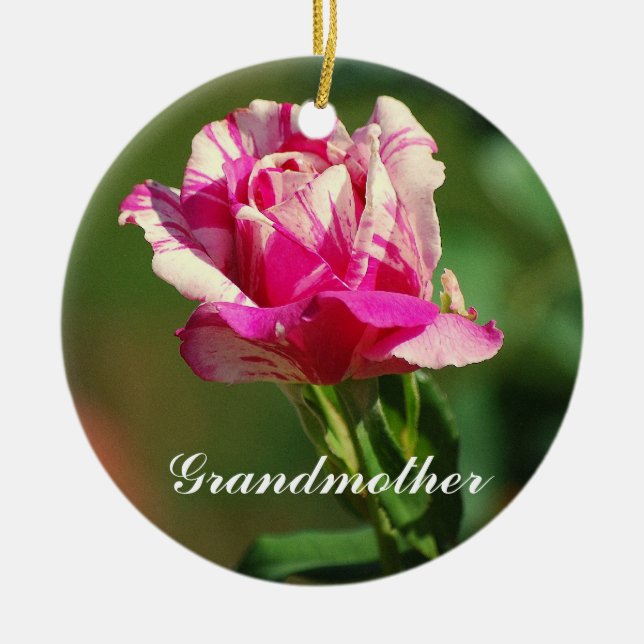 Großmutter Peppermint Weihnachtsfeier Rose Ornamen Keramik Ornament (Vorne)
