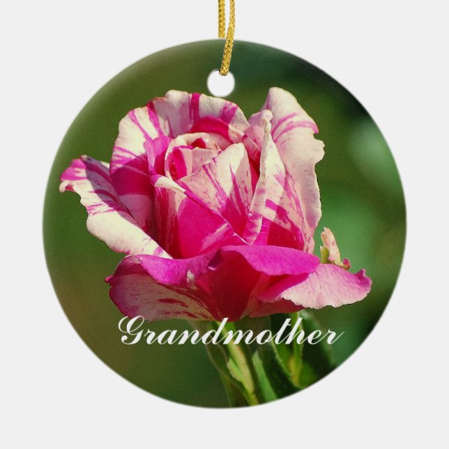 Großmutter Peppermint Weihnachtsfeier Rose Ornamen Keramik Ornament (Vorne)