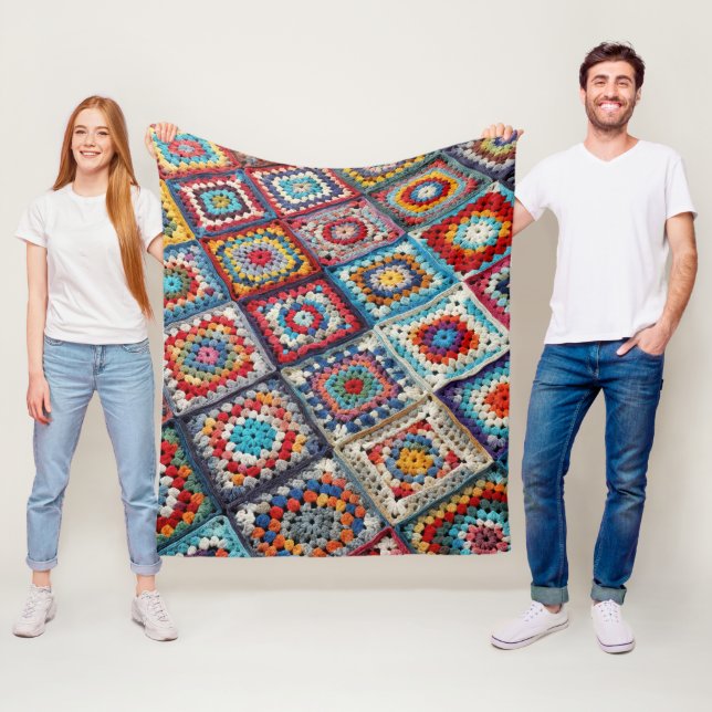 Großmutter-Quadrat-Häkeldecke  Fleecedecke (Beispiel)