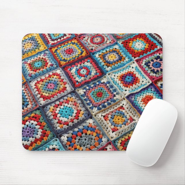 Großmutter-Quadrat-Häkeldecke  Mousepad (Mit Mouse)