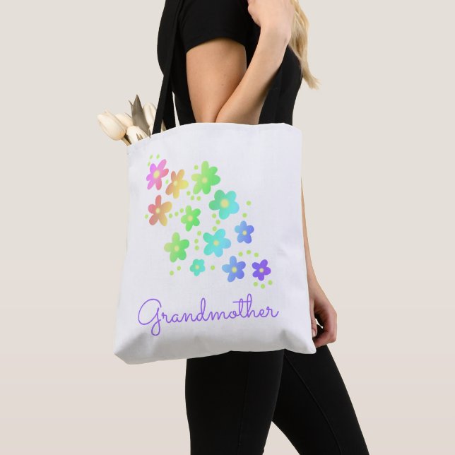 Großmutter-Regenbogen-Blume Tote Tasche (Von Nahem)