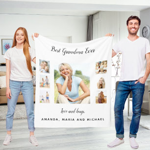 Großmutter Schwarzes Foto Collage Enkel Fleecedecke