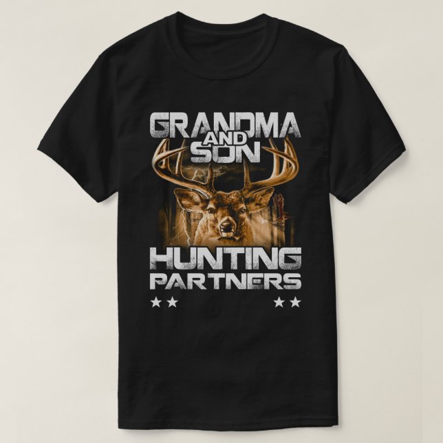 Großmutter und Sohn Jagdpartner für den T - Shirt  (Design vorne)
