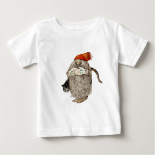 Großmutter-Weihnachten Tomten mit grauer Katze Baby T-shirt