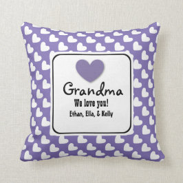 GROSSMUTTER wir Liebe Sie lila und weiße Herzen Kissen
