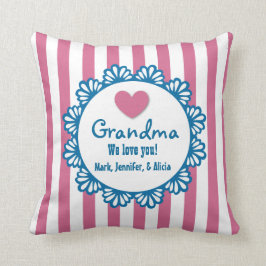 GROSSMUTTER wir Liebe Sie mit Herzen und Streifen Kissen