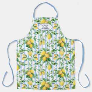Großmutter Zitrone Floral Blau-Weiß-Streifen Schürze
