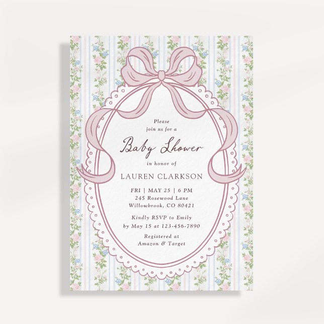 Großmütterliche Blumenschleife im Vintage-Stil Ankündigung (Von Creator hochgeladen)