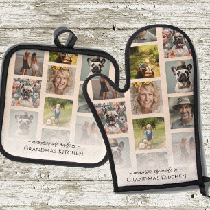 Großmutter's Kitchen Grandkids Multiple Foto Ofenhandschuh & Topflappen-Set