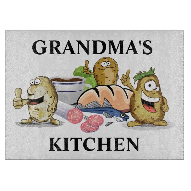 Großmutter's Kitchen Niedliche Essensfiguren Schneidebrett (Vorderseite)
