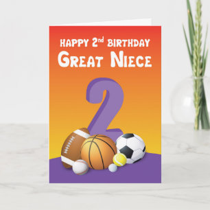 Großnichte 2. Geburtstag Sportbälle Karte