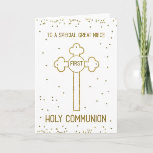 Großnichte Erstkommunion Goldene Kreuz-Optik Karte