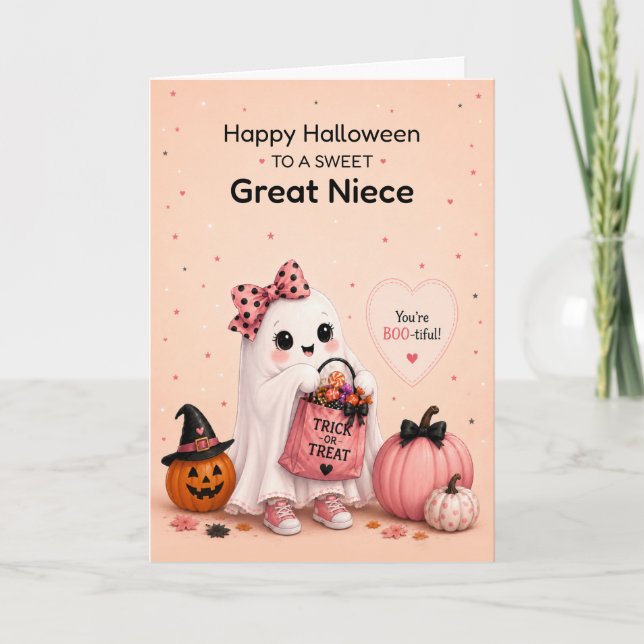 Großnichte Halloween Süßer Geist Karte (Vorderseite)