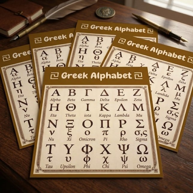 Großpackung Altgriechisches Alphabet, alte vintage Flyer (order greek alphabet reference print, bulk retro greek abc flyers, old greek english symbols chart)
