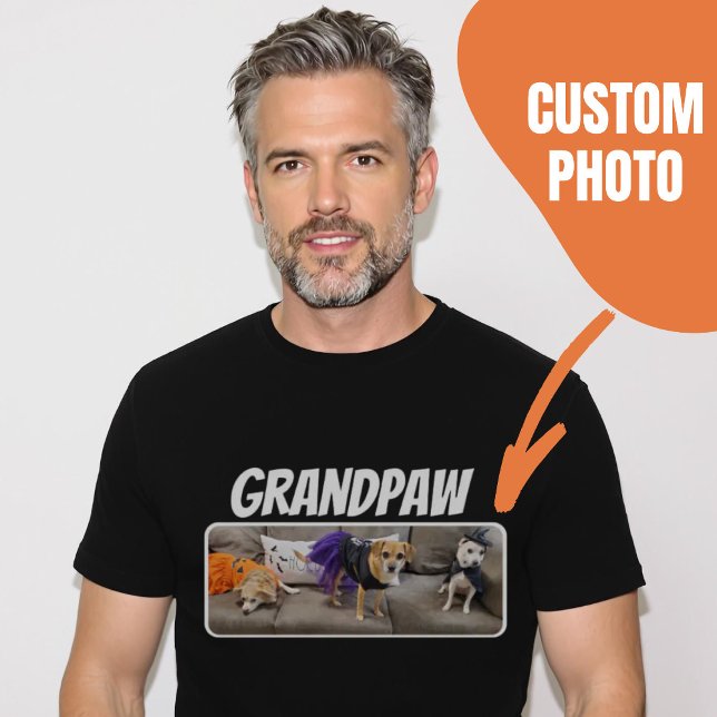 Großpfeffer Hund Opa Custom Foto T-Shirt (Grandpaw Dog Grandpa Custom Photo T-Shirt.)