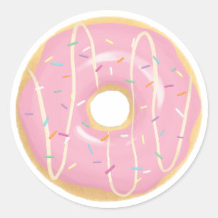 Großrosa Donut-Aufkleber Runder Aufkleber