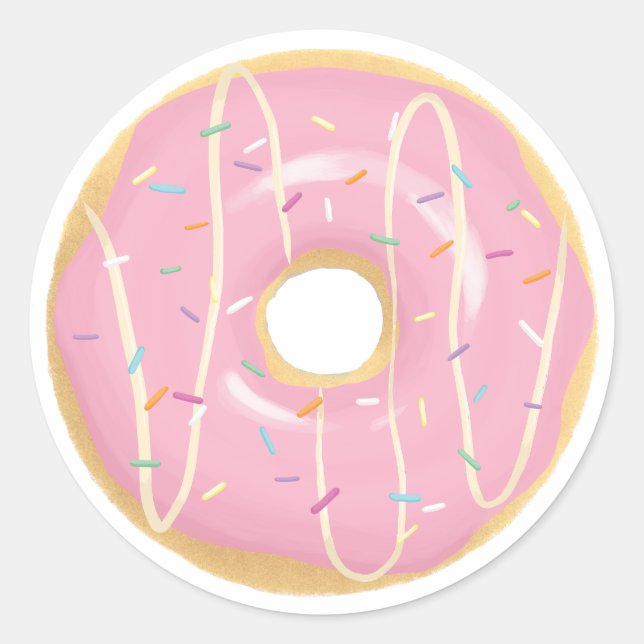 Großrosa Donut-Aufkleber Runder Aufkleber (Vorderseite)