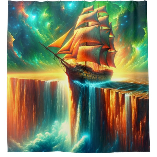Großschiff Fantasy Design Duschvorhang (Vorderseite)