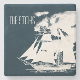 Großschiff und Wolken Steinuntersetzer