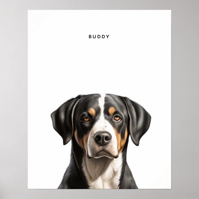 Großschweizer Personalisierter Hund drucken Poster (Vorne)