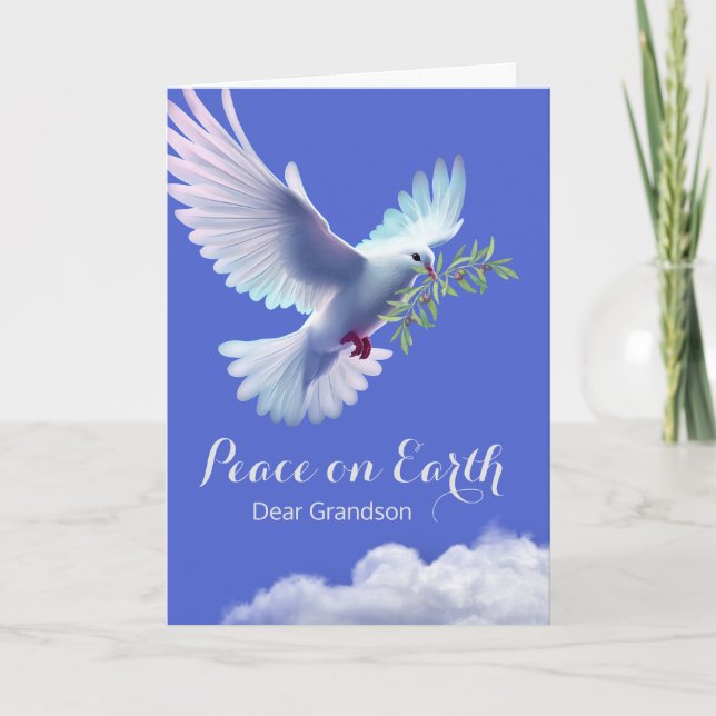 Großson Christmas Peace Dove Olive Branch Karte (Vorderseite)