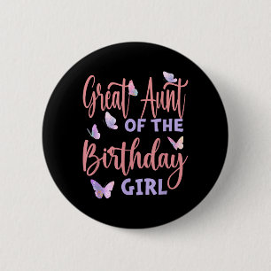 Großtante des Geburtstagsmädchens Schmetterlingsfa Button