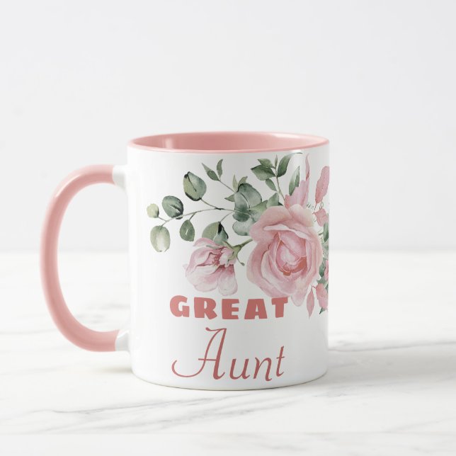 Großtante Jahr Gegründet Benutzerdefinierte rosa R Tasse (Links)