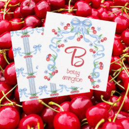 Großtausendjährige Cherry Bows Aquarellfarben Mitteilungskarte