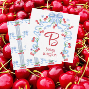 Großtausendjährige Cherry Bows Aquarellfarben Mitteilungskarte